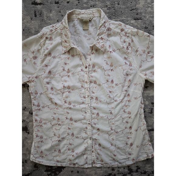 Horny Toad Organic Cotton Embroidered Button Down Large Boho Cottagecore Paisley - Picture 1 of 14